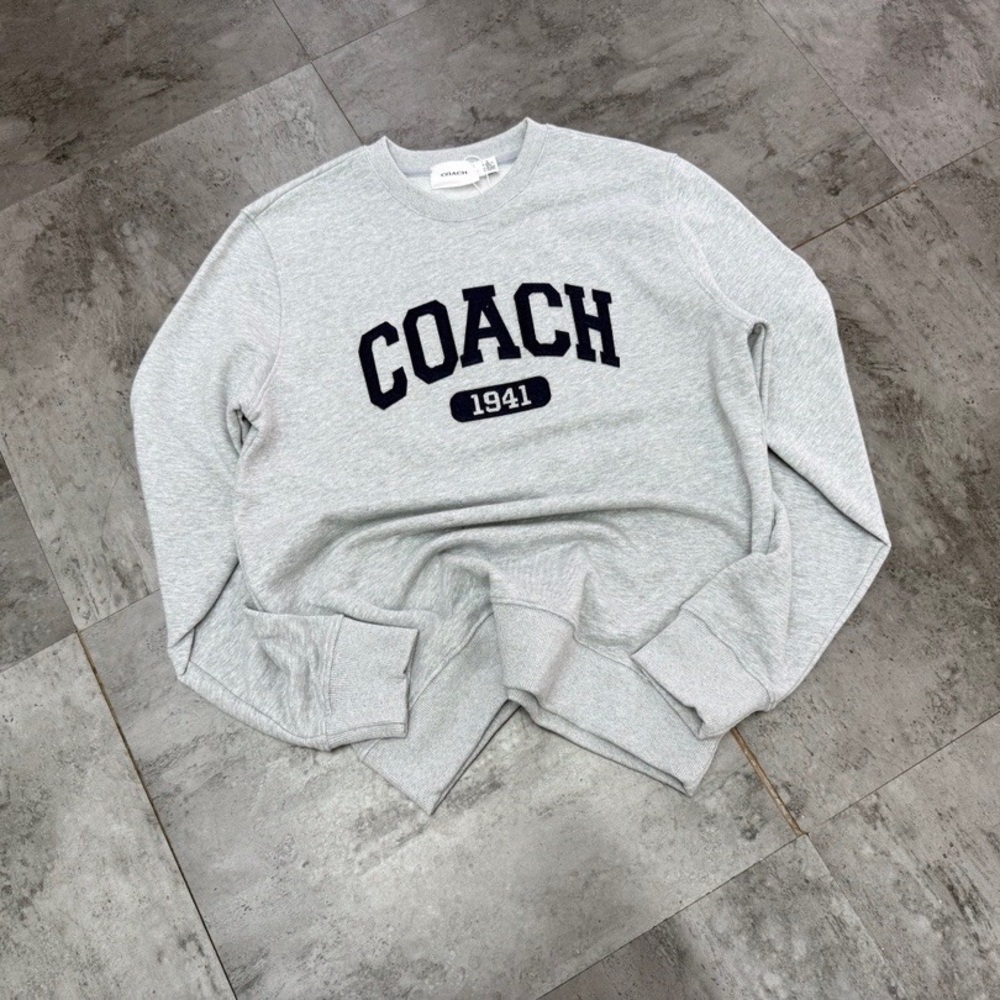 Coach Men's Light Gray Crewneck Sweater